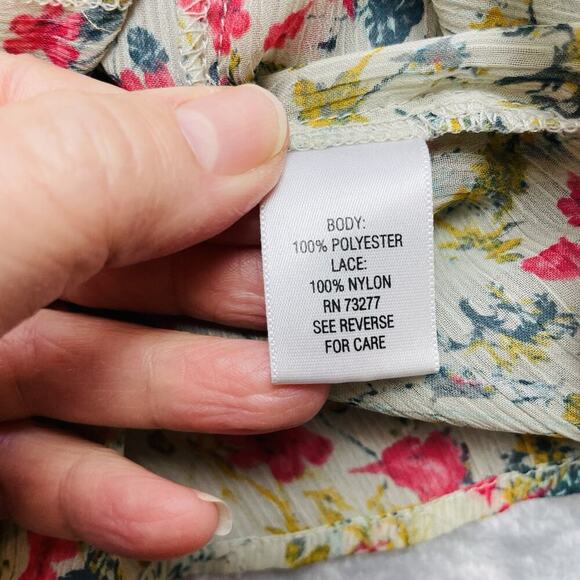 Princess Vera Wang Chiffon Blouse Womens XL Lace Ditzy Floral Fairy Cottage - Picture 4 of 8